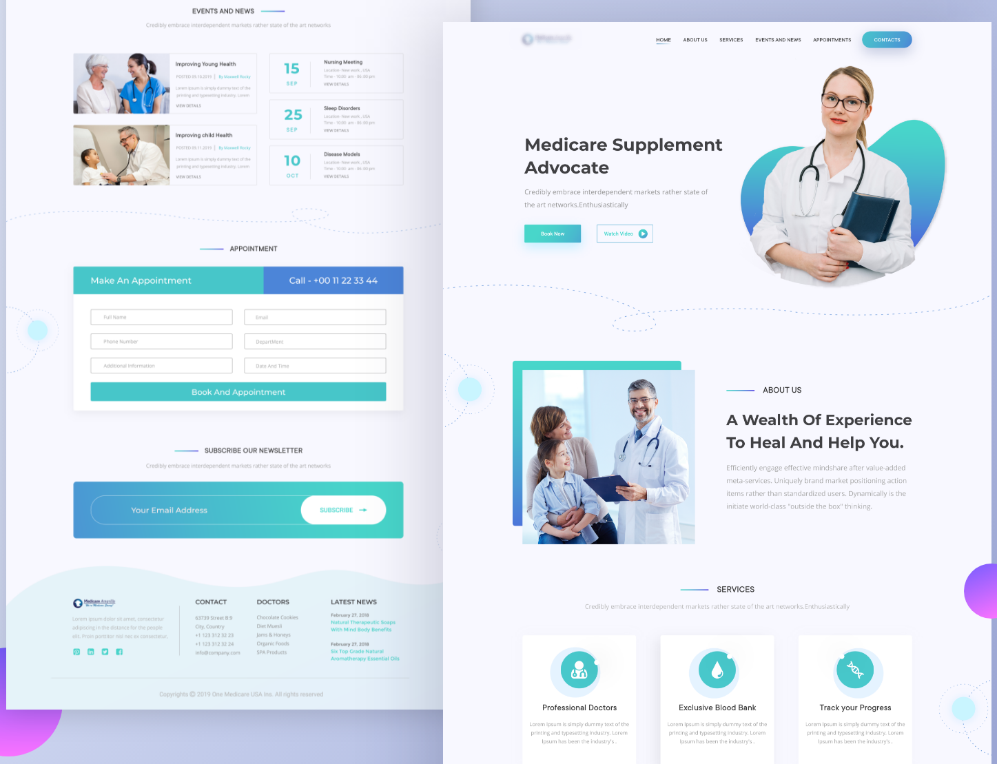 A medical practice landing page